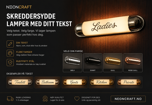 Personlig Vegglampe – “Din Tekst” | Velg Farge & Tekst