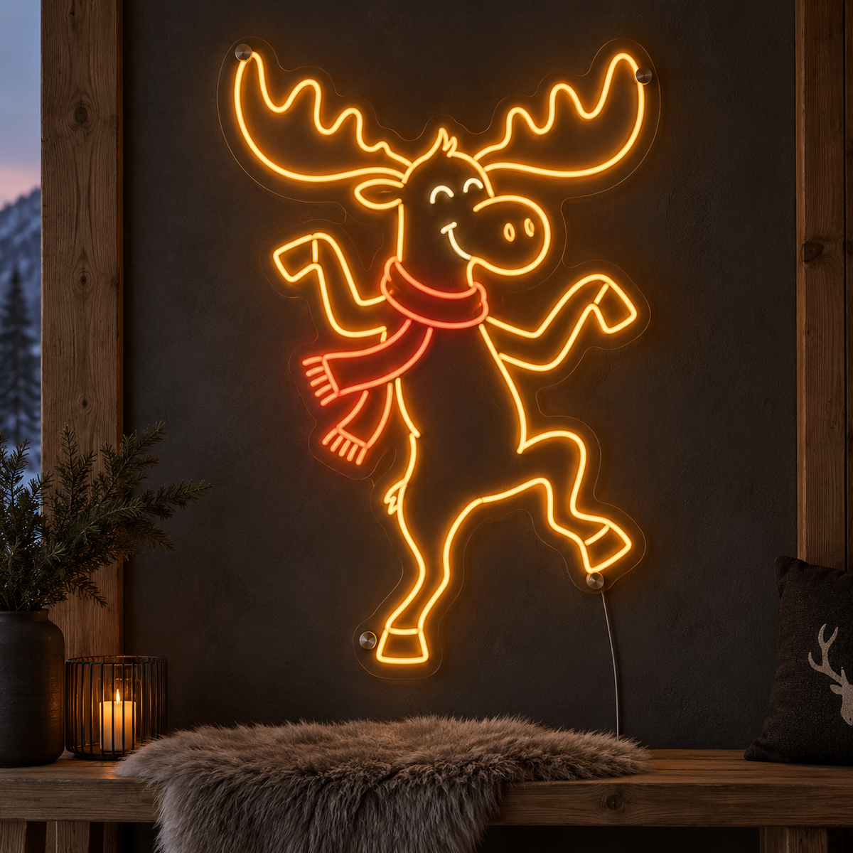 Moose Moves – morsomt LED-neonskilt med elg