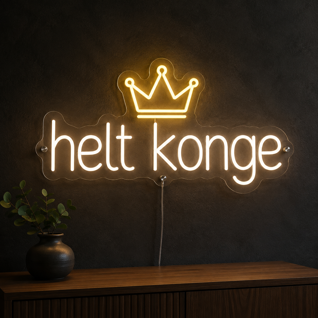 Helt konge - LED neoenskilt med krone